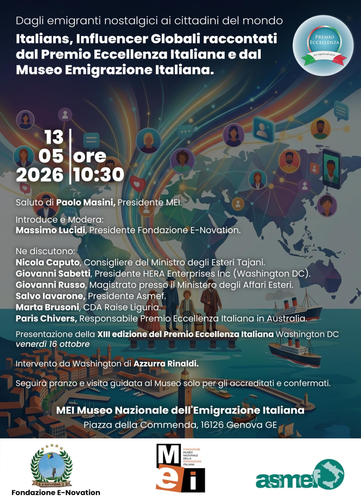 PRESENTAZIONE A GENOVA DEL PREMIO ECCELLENZAITALIANA DI WASHINGTON DC
